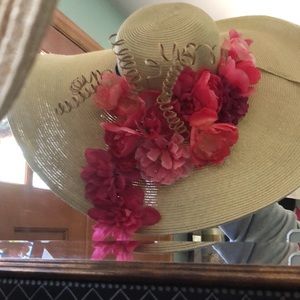 Oversized large sun hat with custom rose embellishments